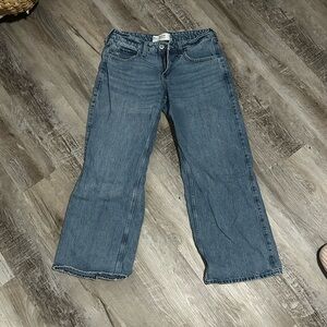 Hollister Women's Medium Blue Wide-Leg Jeans with Bow